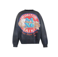 Saint Michael Vintage Retro Badge Street‑wear Crewneck