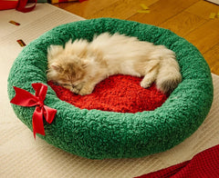 Christmas Cat/Dog Nest Plush Teddy Bed