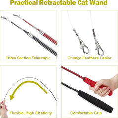 Interactive Feather Wand Cat Toy Set