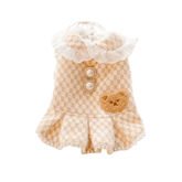 Royal Teddy: Fleece Pearl Bear Dress & Vest for Small Dog