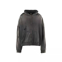 Saint Michael Grunge Distressed Cropped Zip Hoodie