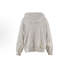 Saint Michael Destroyed Cropped Frayed Oversized Hoodie
