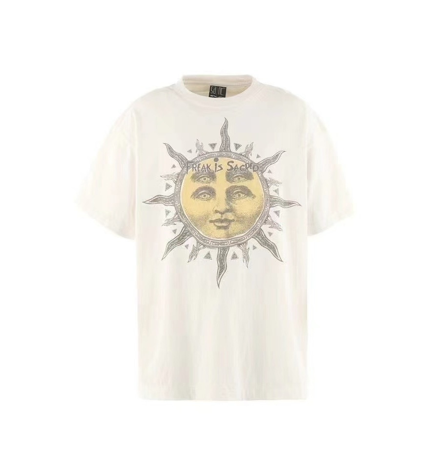 Saint Michael Sun Face Freak Is Sacred Print T‑Shirt