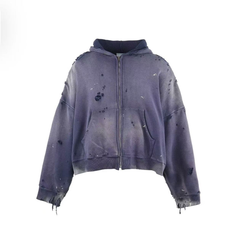 Saint Michael Grunge Distressed Cropped Zip Hoodie
