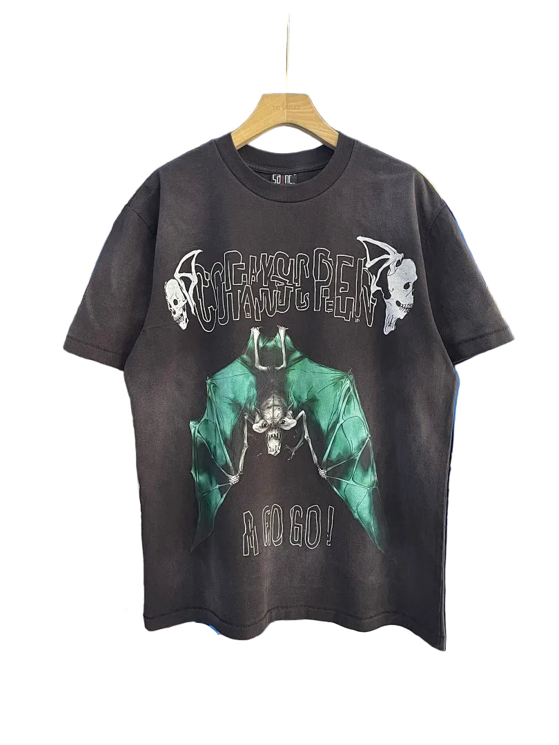 Saint Michael Gothic Bat Print T‑Shirt