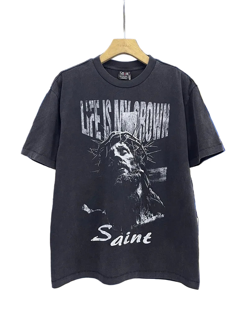 Saint Michael Life Is My Crown Print T‑Shirt