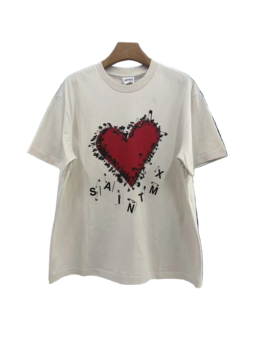 Saint Michael Saint Mx Heart Safety Pin Print T‑Shirt
