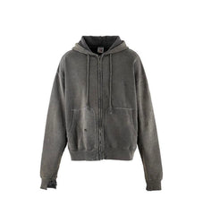 Saint Michael Distressed Full‑Zip Oversized Hoodie