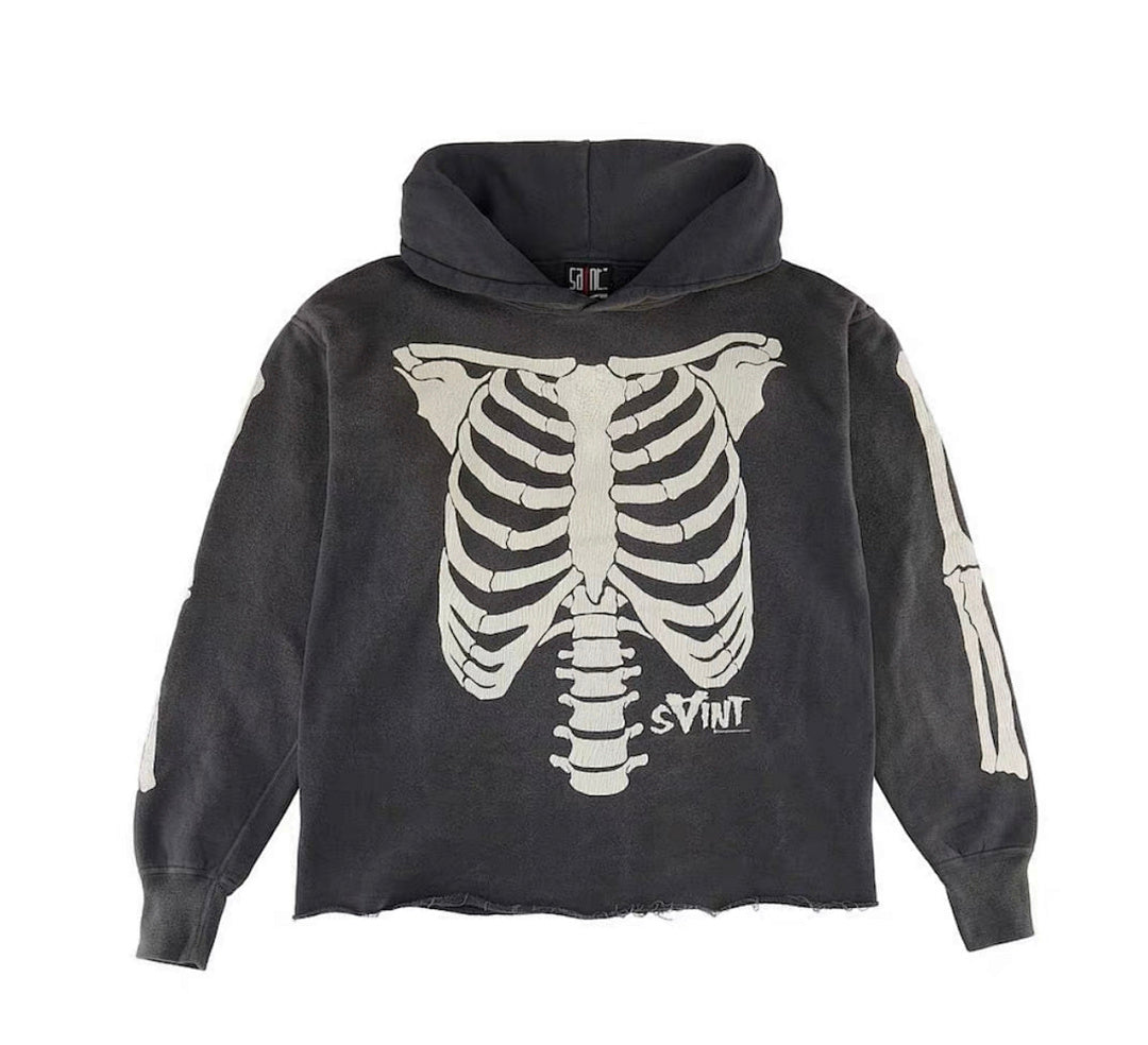 Saint Michael Dark Grunge Skeleton Street‑wear Hoodie