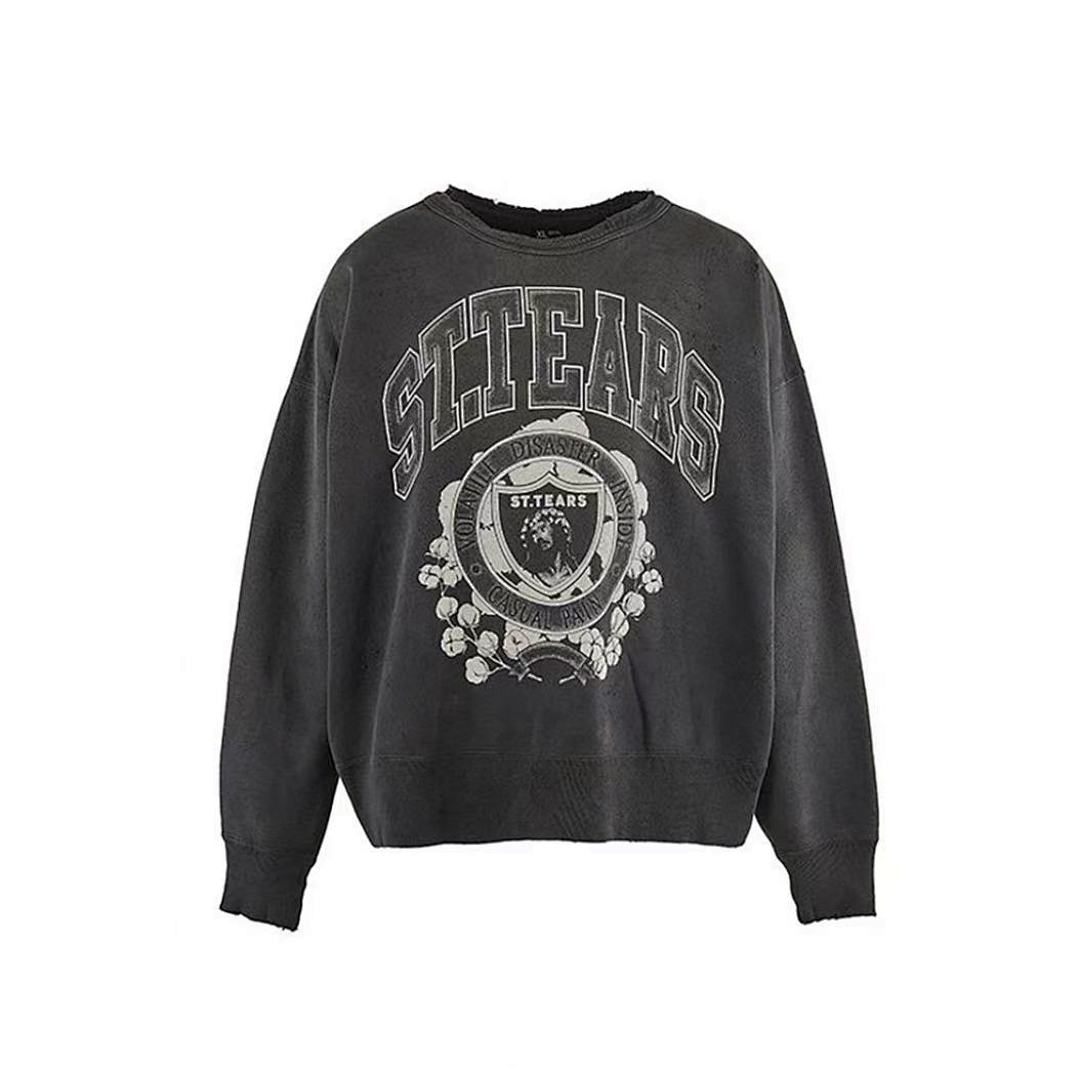 Saint Michael ST.Tears College Distressed Oversized Crewneck