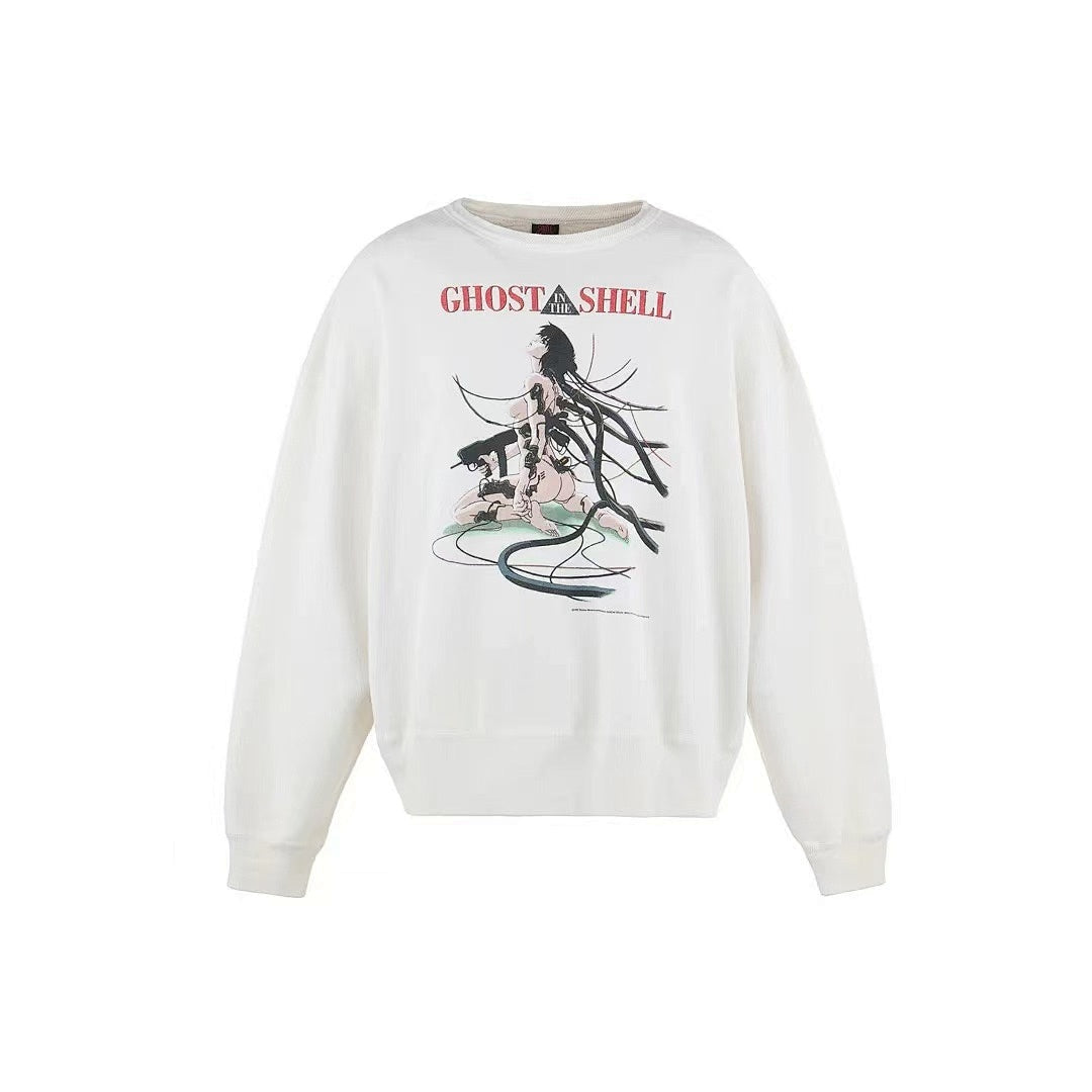 Saint Michael Retro Cyberpunk Anime Street‑wear Crewneck