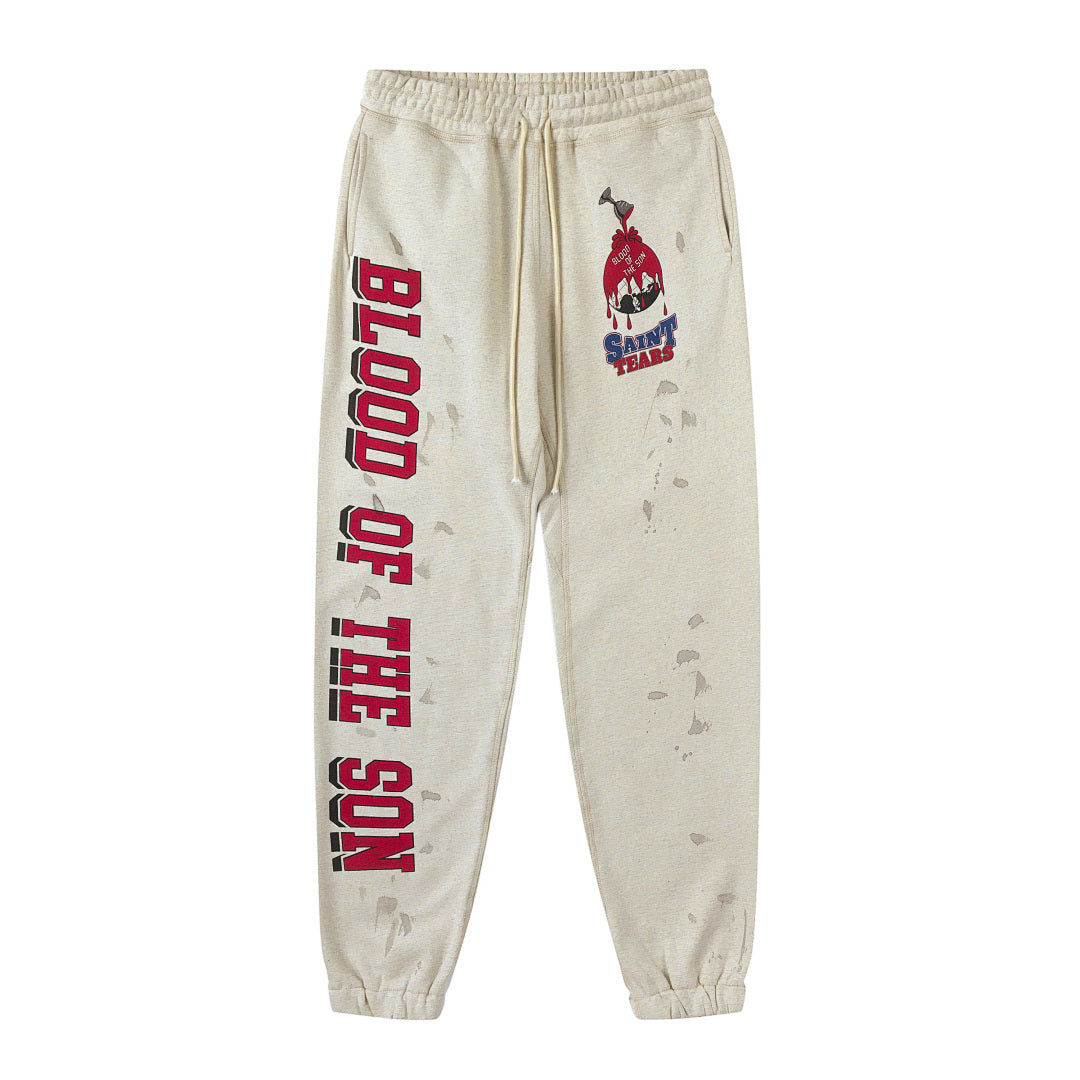 Saint Michael Distressed Graphic Fleece Jogger Pants