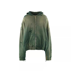 Saint Michael Grunge Distressed Cropped Zip Hoodie