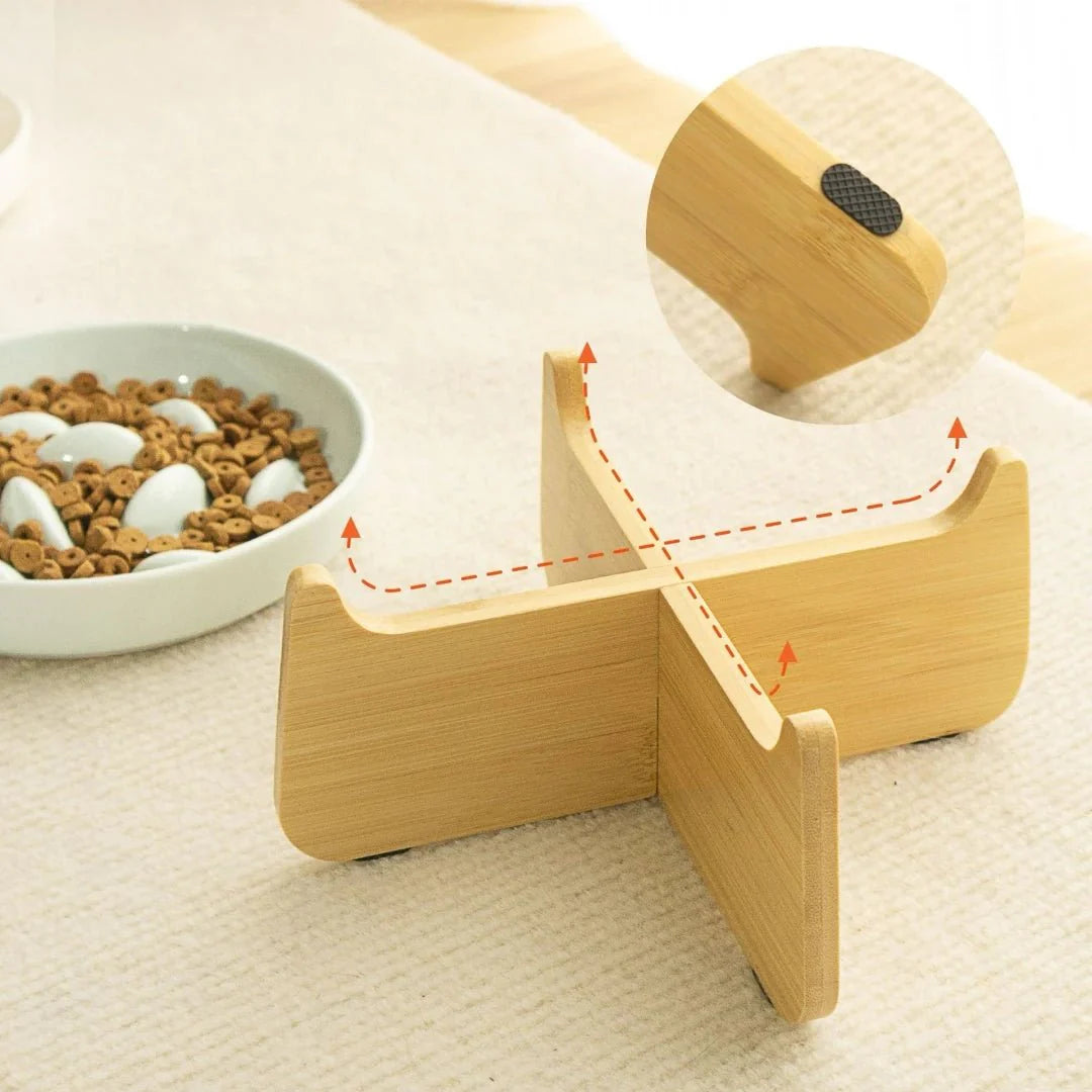 Ceramic Bamboo Frame Anti-Choking Bowl