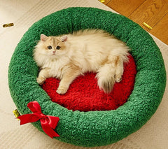 Christmas Cat/Dog Nest Plush Teddy Bed