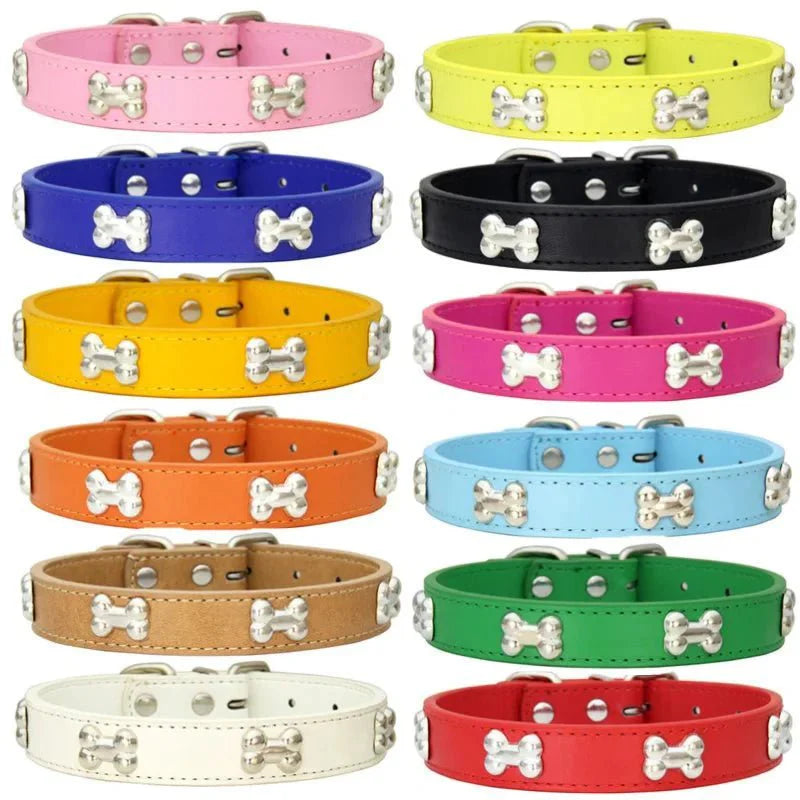 Cute Bone Shaped Leather Collar