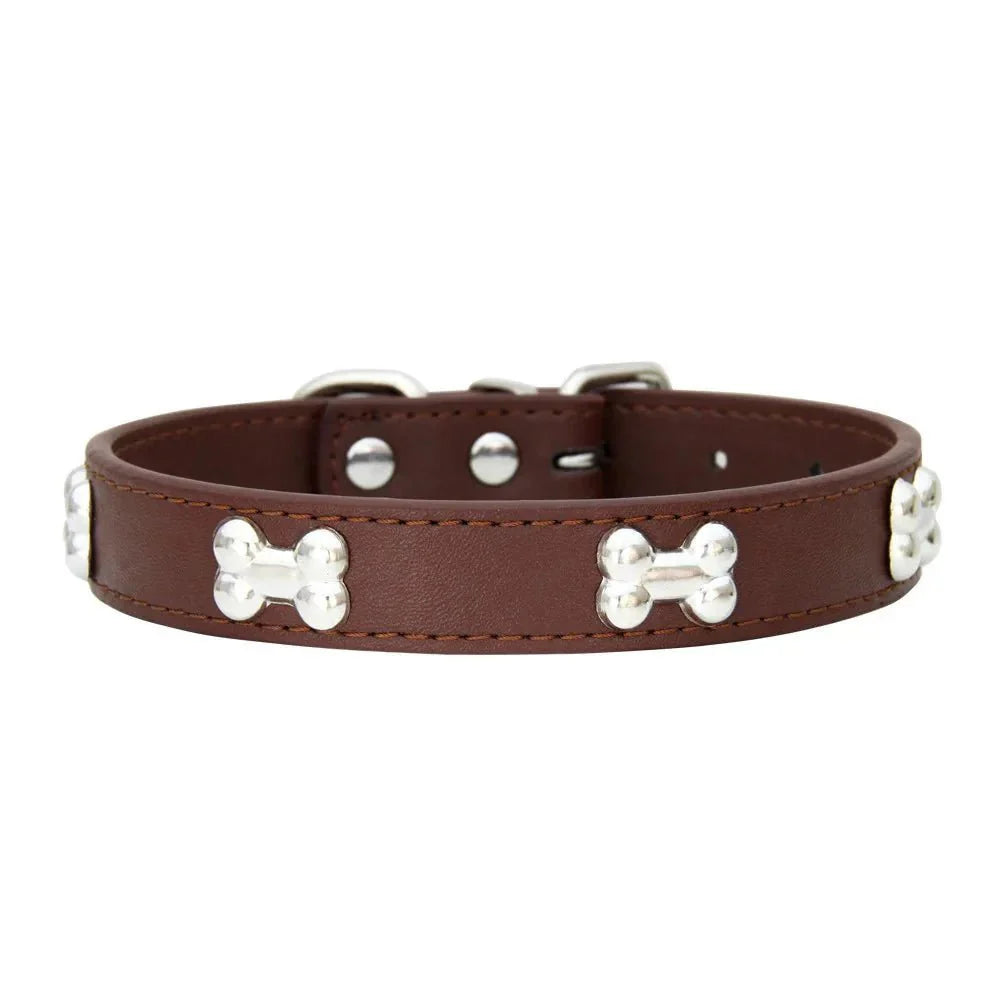 Cute Bone Shaped Leather Collar