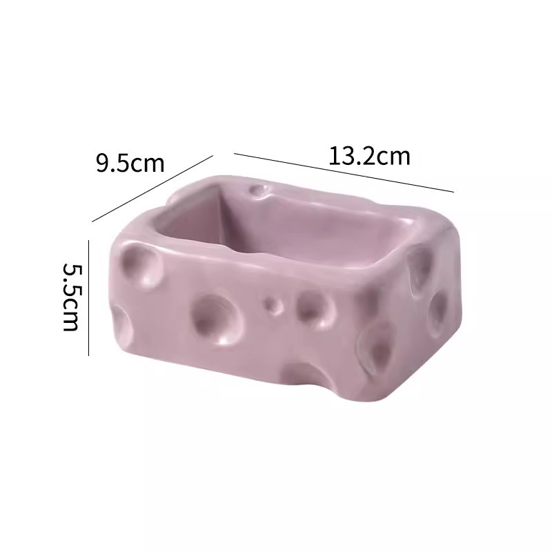 Cute Ceramic Pet Bowl with Cheese Shape