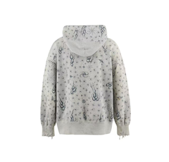 Saint Michael All‑Over Print Destroyed Oversized Hoodie
