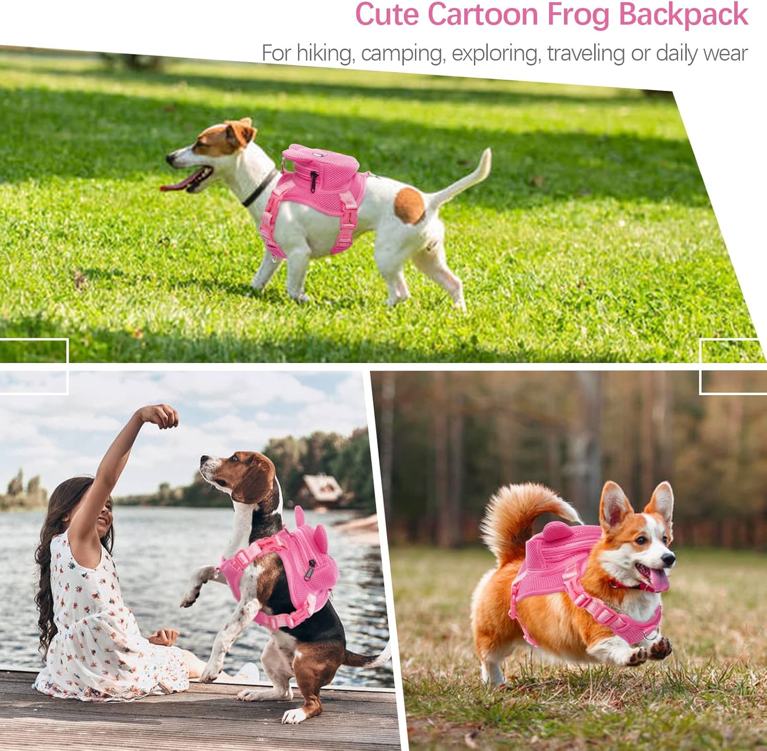 Dog Backpack Harness No-Pull with D-Ring outdoor hiking