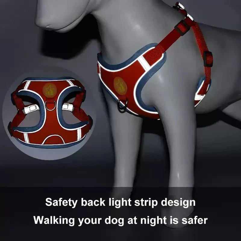 Dogs Harness Vest Walking Traction Rope Reflective Straps Soft Mesh