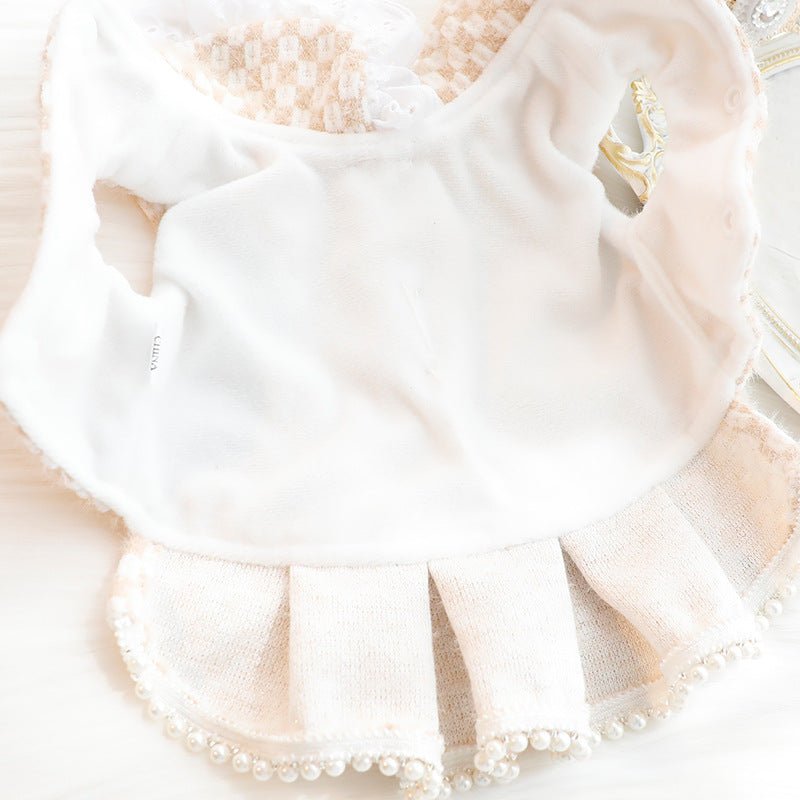 Royal Teddy: Fleece Pearl Bear Dress & Vest for Small Dog