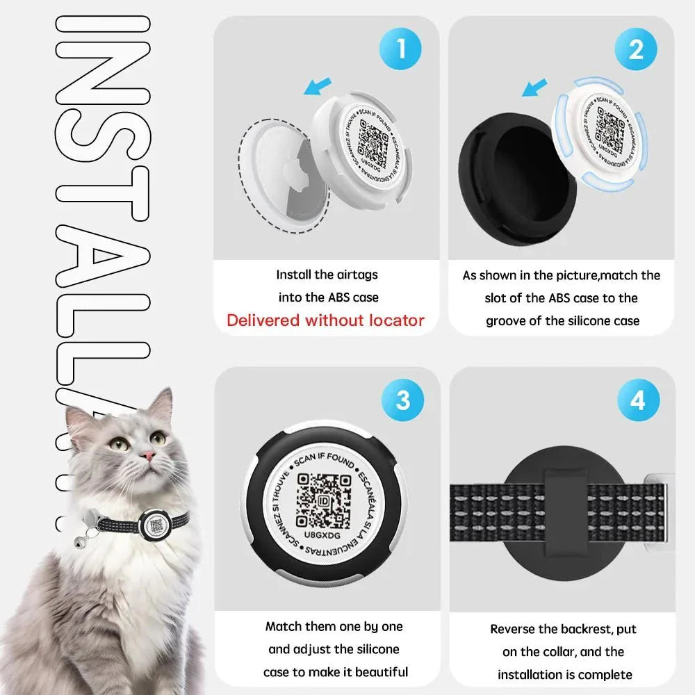 GPS Cat Collar with Airtag Holder &amp; Reflection