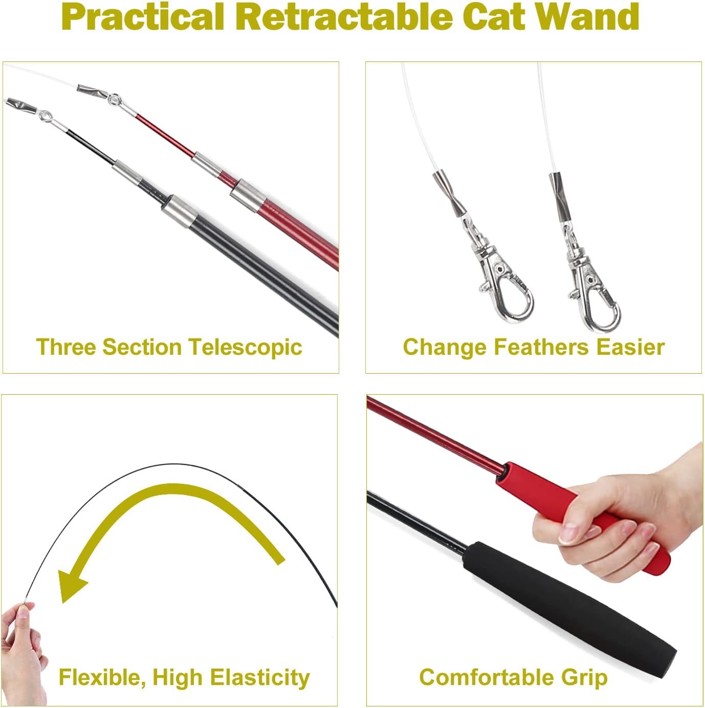 Interactive Feather Wand Cat Toy Set