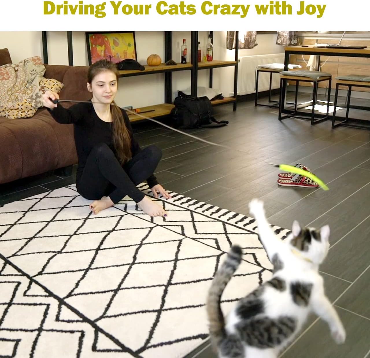 Interactive Feather Wand Cat Toy Set