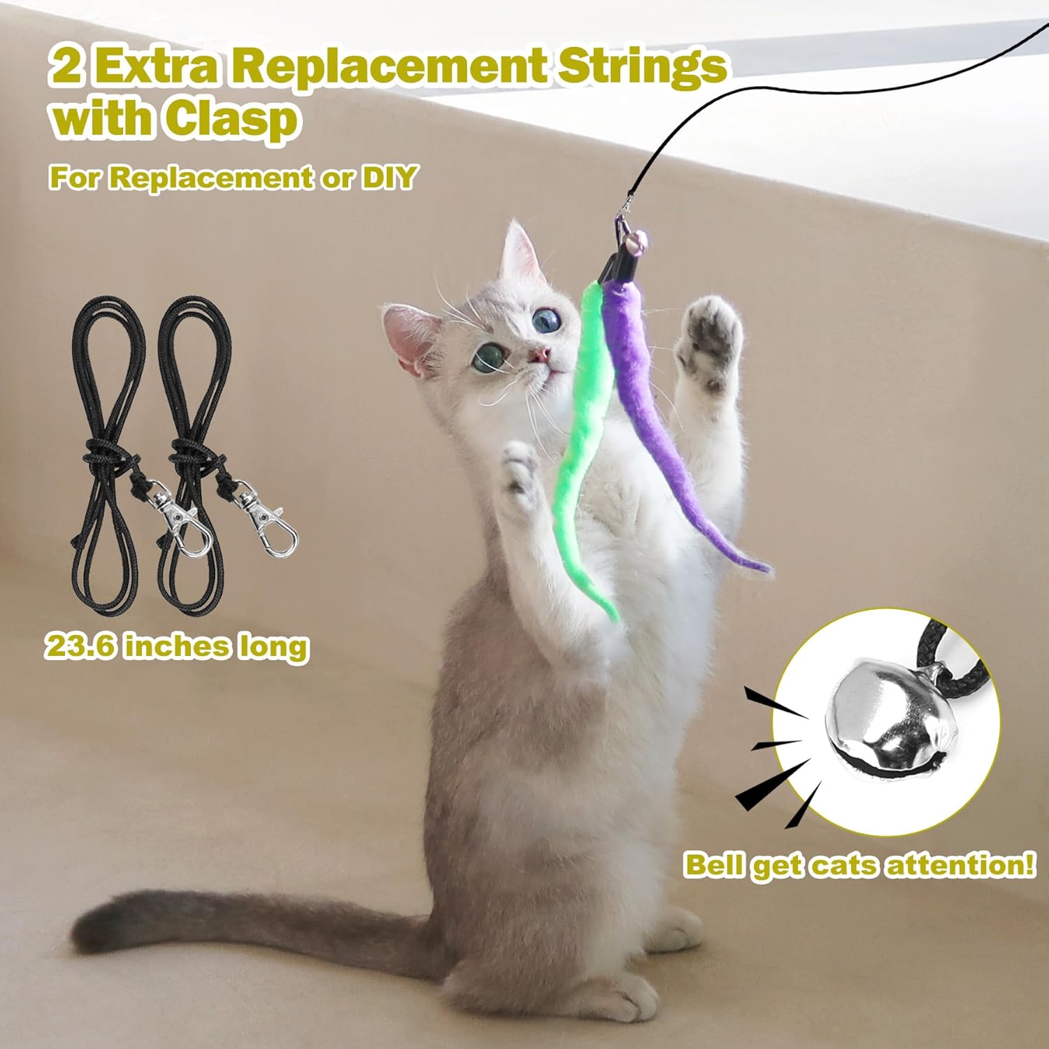 Interactive Feather Wand Cat Toy Set
