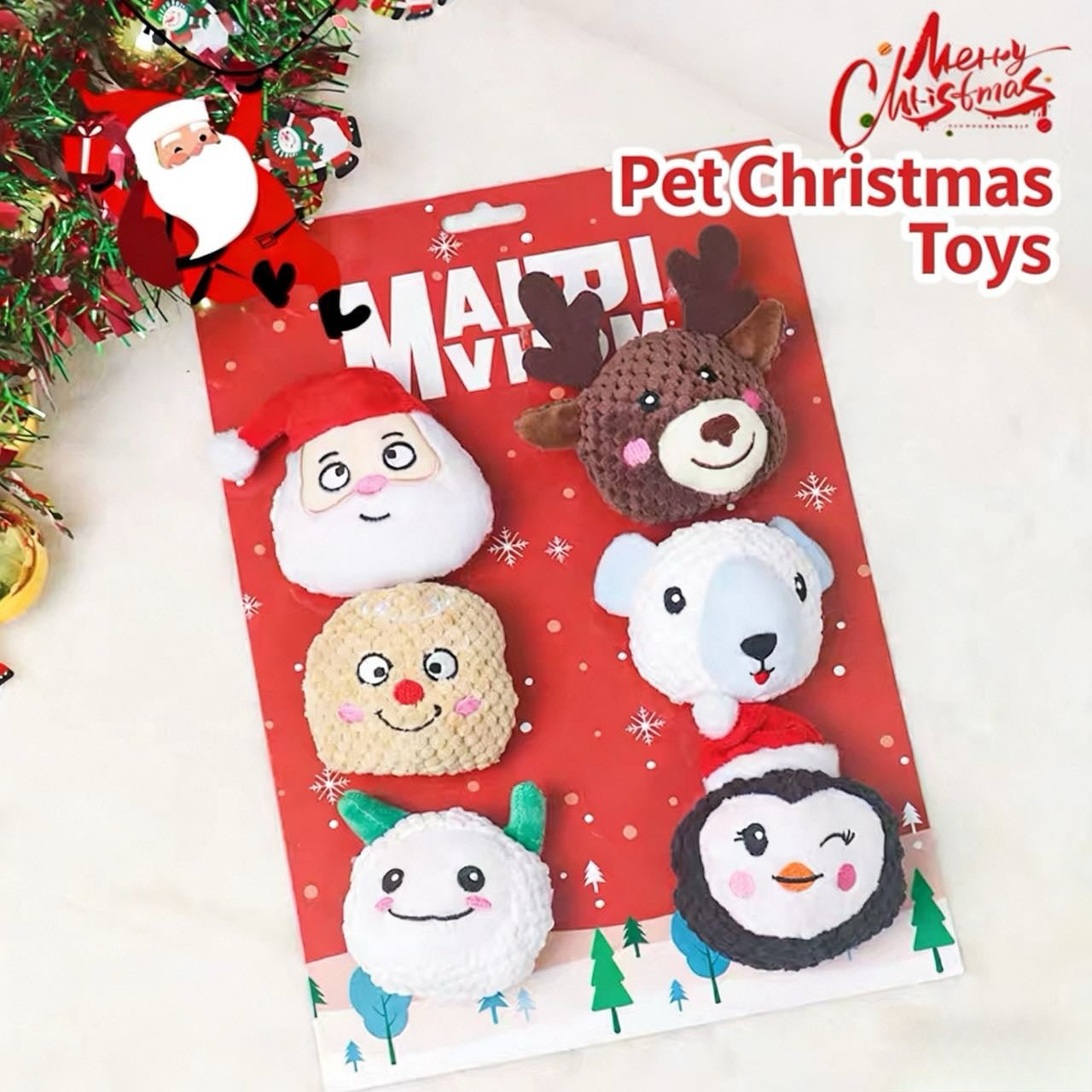 Merry Christmas Pet Chew Toy – 6-Piece Dog Gift Set