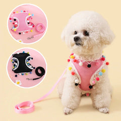 Mesh Small Dog Harness Adjustable Ball Lace Cute Summer