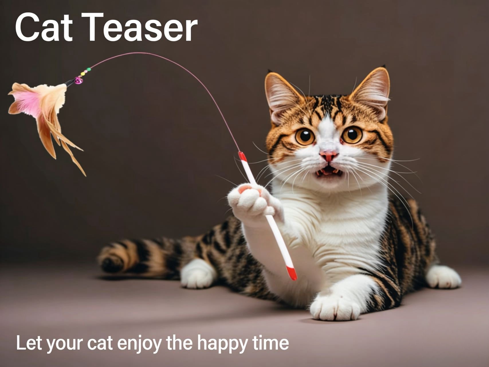 Steel wire feather cat teaser