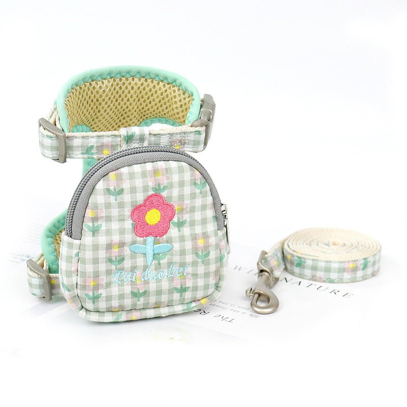 Vest harness with backpack and leash